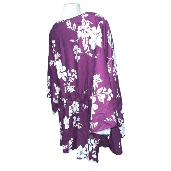 BloomChic Floral Cinched Waist Short Dolman Sleeve Casual Blouse Sz 26 (4XL) - Picture 7 of 8